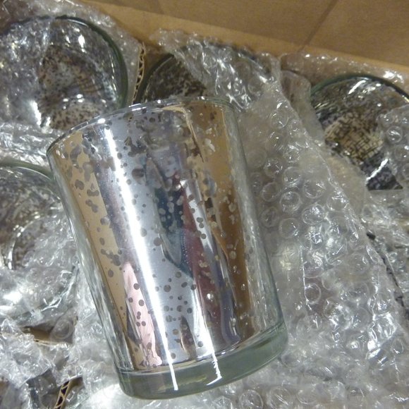 Set of 3 Silver Mercury Glass Votive Tealight Candle Holders, Shiny and New - Picture 5 of 5